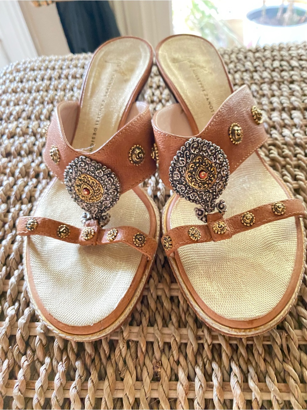 Giuseppe Zanotti Embellished Leather Heeled Sandals Mules 36.5